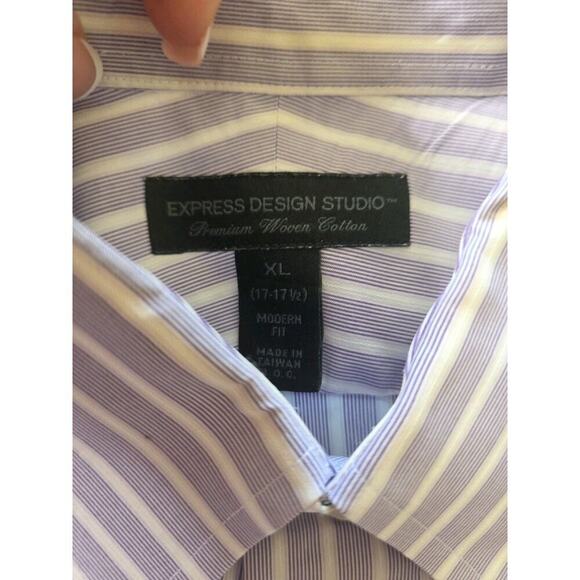 Express Design Studio Shirt Mens XL 17-17.5 Modern Fit Button Up French Cuff - Picture 12 of 13